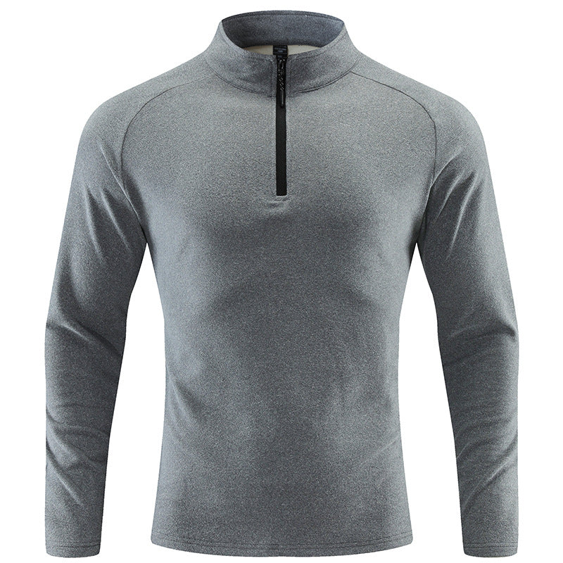 Herren Atmungsaktives Funktions-Langarmshirt mit Stehkragen und kurzem Reißverschluss Nord Taschen