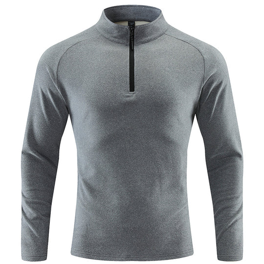 Herren Atmungsaktives Funktions-Langarmshirt mit Stehkragen und kurzem Reißverschluss Nord Taschen