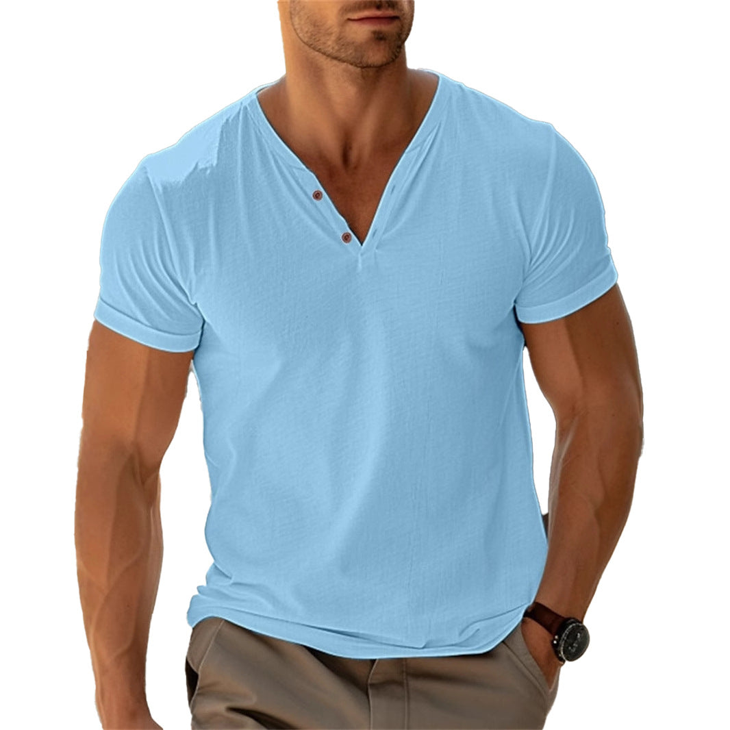 Herren lässiges Henley-T-Shirt mit Knopfleiste und atmungsaktivem Stoff Nord Taschen