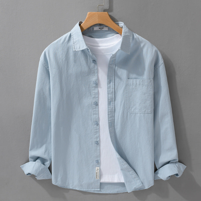 Herren Hemdjacken-Overshirt aus softem Baumwoll-Twill mit Relaxed-Fit und aufgesetzter Brusttasche Nord Taschen
