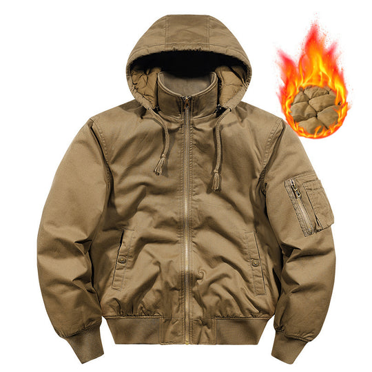 Herren wattierte Kapuzen-Canvas-Fieldjacke mit Ärmeltasche und Thermofutter Nord Taschen