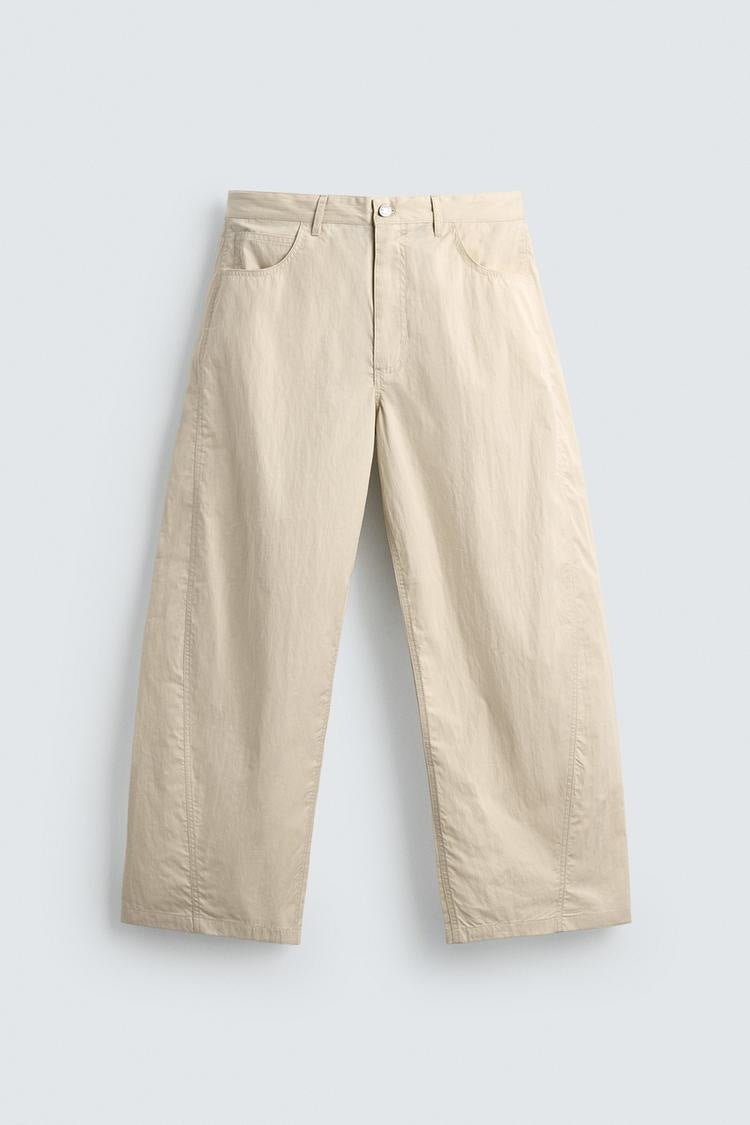Damen Weite kurzgeschnittene Chinohose mit hoher Taille und Fünf-Taschen-Design Nord Taschen