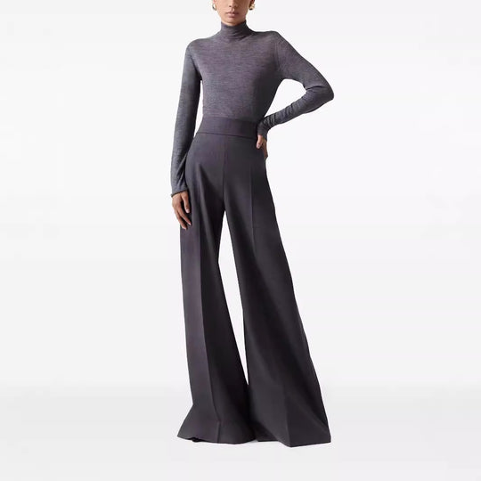 Damen High‑Waist ultraweite Palazzo‑Hose mit Bügelfalte und Bodensaum Nord Taschen
