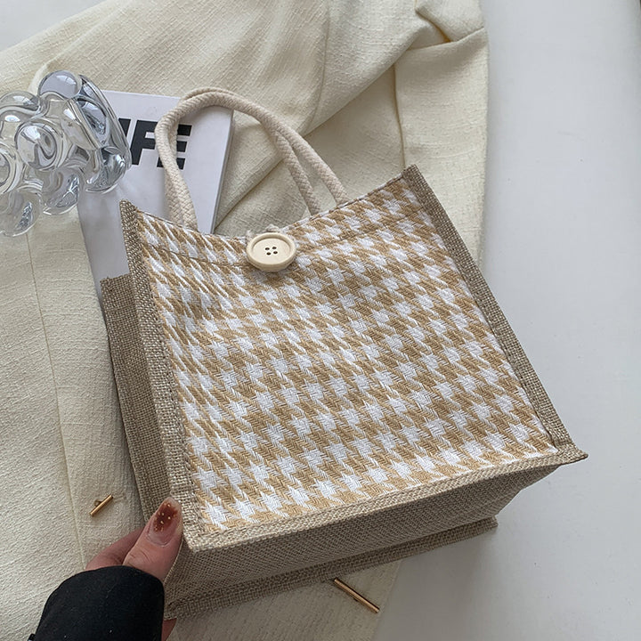 Damen Jute-Bag im klassischen Hahnentrittmuster Nord Taschen