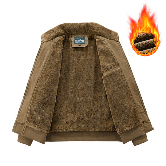 Herren Thermo-Bomberjacke im Vintage-Stil mit Teddyplüsch-Futter und Mehrfach-Taschen Nord Taschen