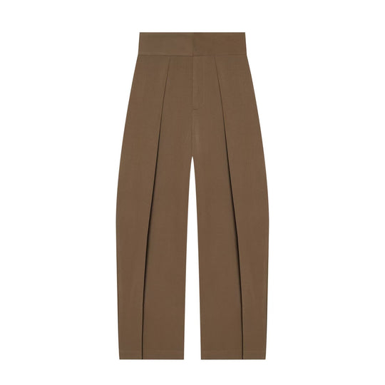 Damen Hochtaillierte Plissée-Hose mit weitem Bein und markanten Vorderfalten Nord Taschen