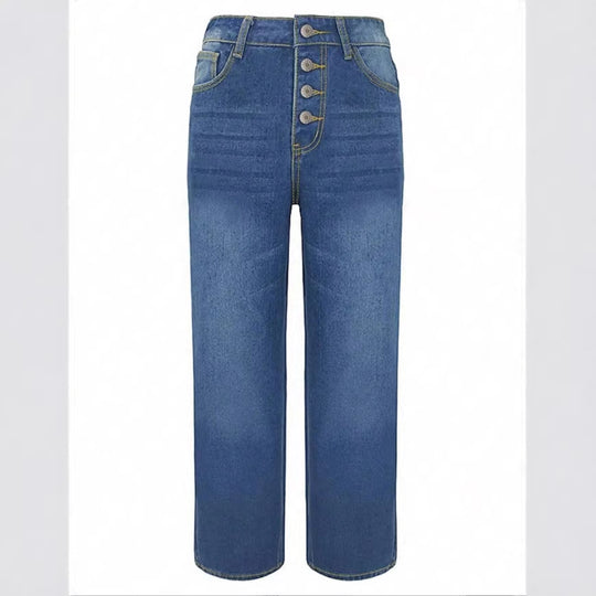 Damen Hochtaillierte Cropped-Jeans mit weiter Straight‑Leg-Passform Nord Taschen