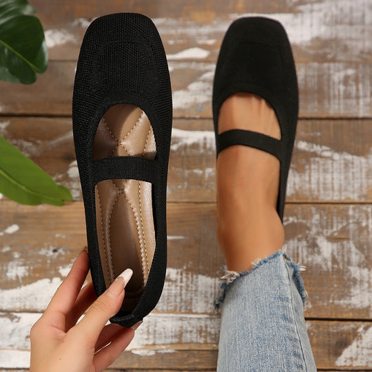 Damen Ballerinas mit elastischem Riemen und komfortablem Fußbett