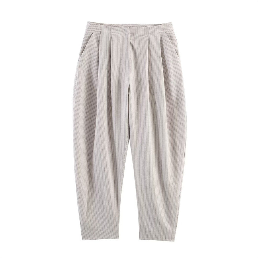 Damen Hochtaillierte Plissee-Hose mit weitem Sitz und schmaler Knöchelpartie Nord Taschen