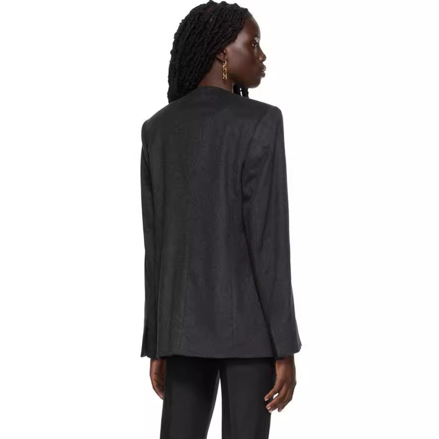 Damen Kragenloser Longblazer mit offenem Fall und Cape-Effekt Nord Taschen