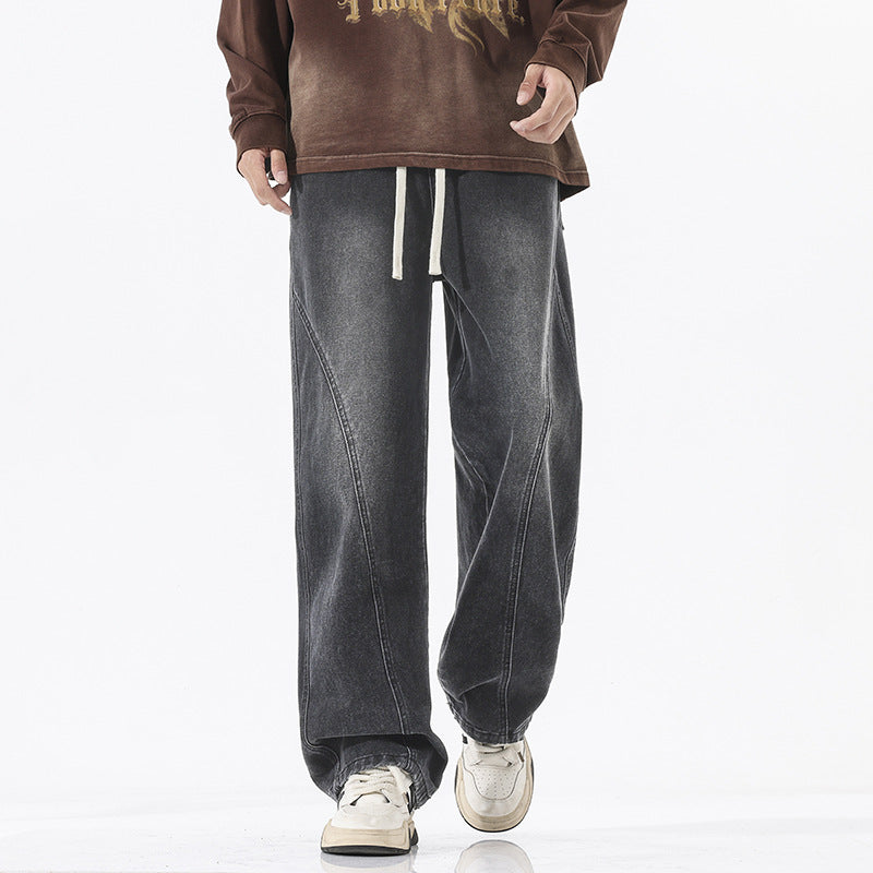 Herren Skulpturale Baggy-Denimhose mit tiefem Schritt und abgerundetem Saum Nord Taschen