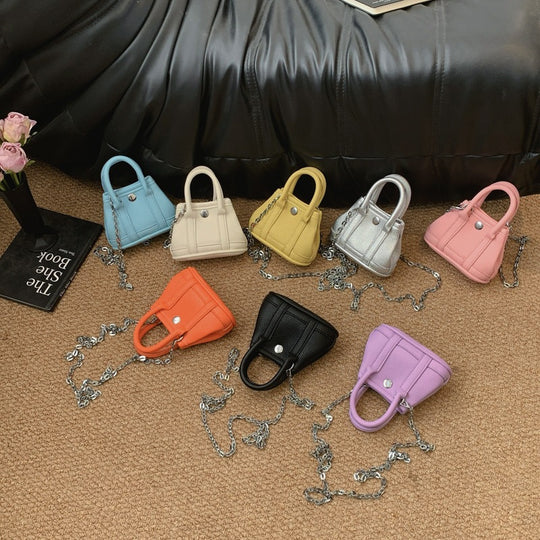Damen Mini-Handtasche mit geschmeidiger Struktur und abnehmbarem Kettenriemen Nord Taschen
