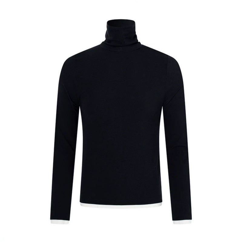 Herren Slim-Fit Rollkragen-Feinstrickshirt mit Melange-Jersey und Stretch Nord Taschen