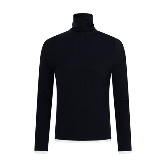 Herren Slim-Fit Rollkragen-Feinstrickshirt mit Melange-Jersey und Stretch Nord Taschen