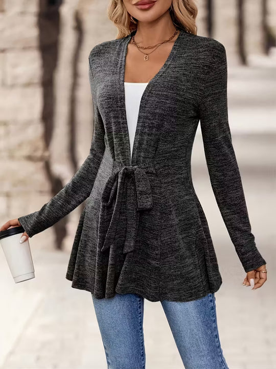 Damen Feinstrick-Cardigan mit Bindegürtel und ausgestelltem Saum Nord Taschen
