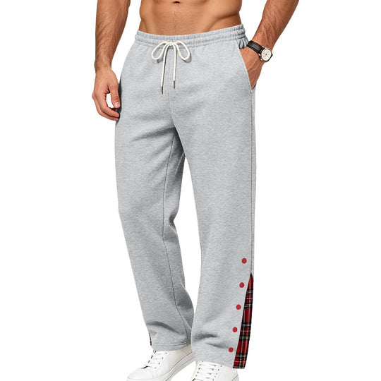 Herren Lässige Jogginghose mit Druckknopfleiste und Karo-Einsatz Nord Taschen