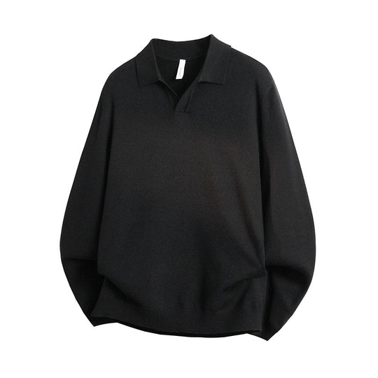 Unisex Oversized Polokragen-Feinstrickpullover mit weitem Schnitt Nord Taschen