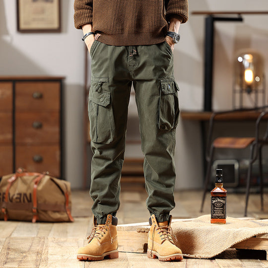 Herren Robuste Baumwoll-Cargohose mit elastischem Saum und Multifachtaschen Nord Taschen