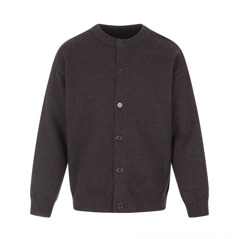 Unisex Boxy-Strickcardigan mit Rundhalsausschnitt und durchgehender Knopfleiste Nord Taschen