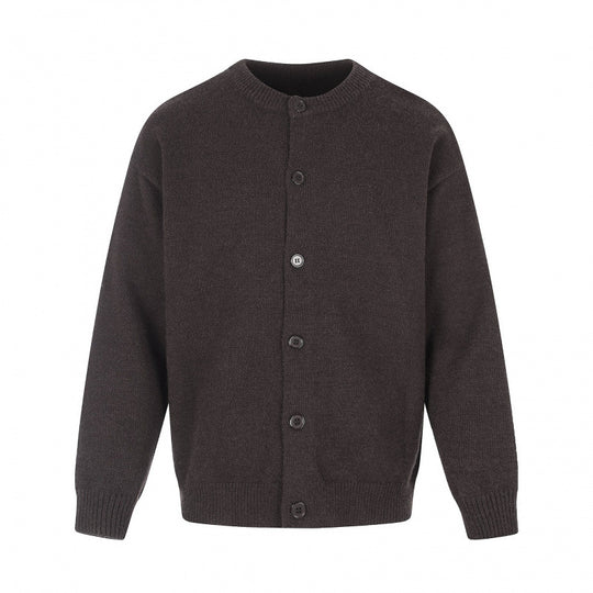 Unisex Boxy-Strickcardigan mit Rundhalsausschnitt und durchgehender Knopfleiste Nord Taschen