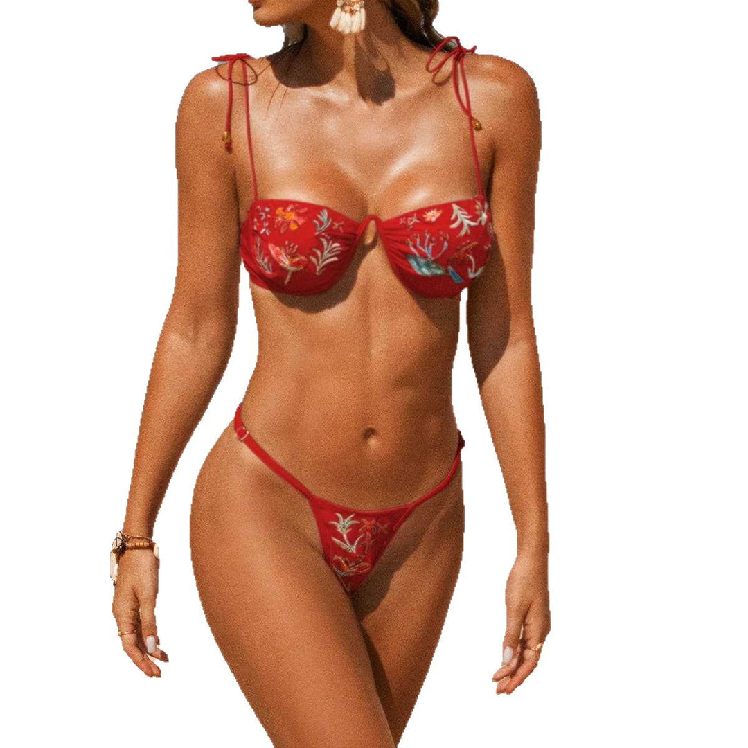 Damen Bunt bestickter Bikini