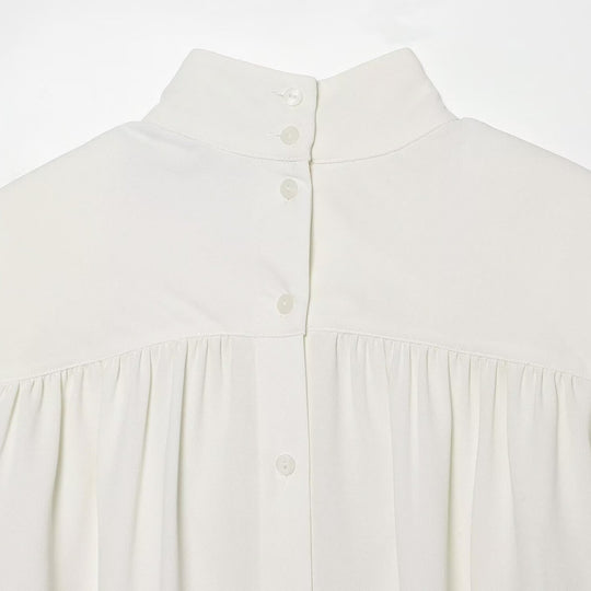 Damen Bluse mit hohem Rollkragen, gerafftem Vorderteil und Schleifenärmeln Nord Taschen