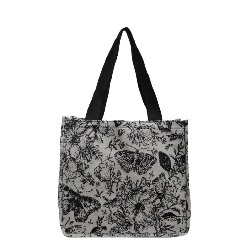 Damen Jute-Handtasche mit floralem Design Nord Taschen