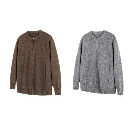 Unisex Boxy Strickzipjacke mit Reißverschluss und strukturierter Teilungsnaht Nord Taschen
