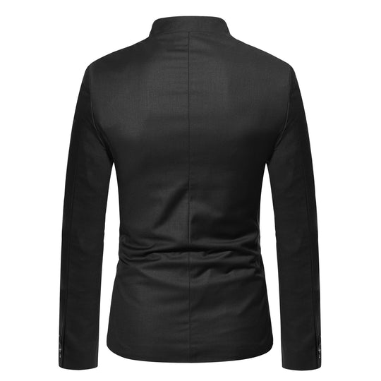 Herren Sakko mit Stehkragen, schmaler Silhouette und verdeckter Knopfleiste Nord Taschen