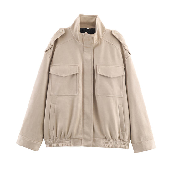 Damen Utility-Fieldjacke mit Stehkragen, Epauletten und elastischem Saum Nord Taschen