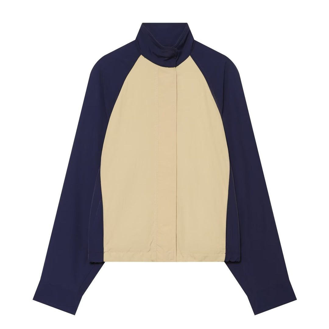 Damen Leichter Colorblock Windbreaker mit Stehkragen und Raglanärmeln Nord Taschen