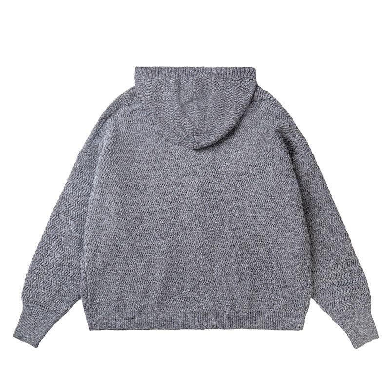 Unisex Strick-Kapuzenjacke mit Strukturmuster und durchgehendem Reißverschluss Nord Taschen