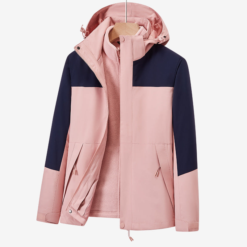 Unisex zweilagige wasserabweisende Outdoorjacke mit Kapuze und Colorblock-Design Nord Taschen