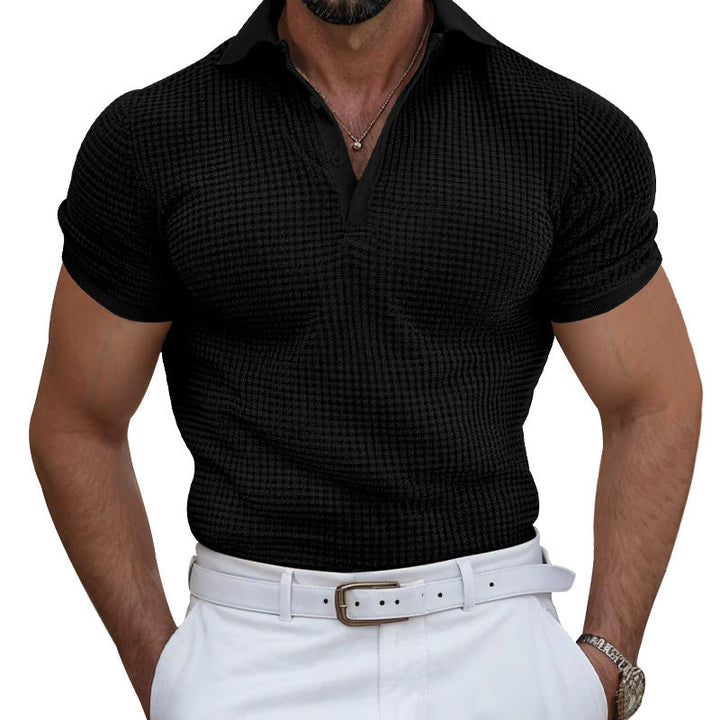 Herren nan strukturiertes Piqué-Poloshirt aus Baumwollmischung mit verstärktem Polokragen