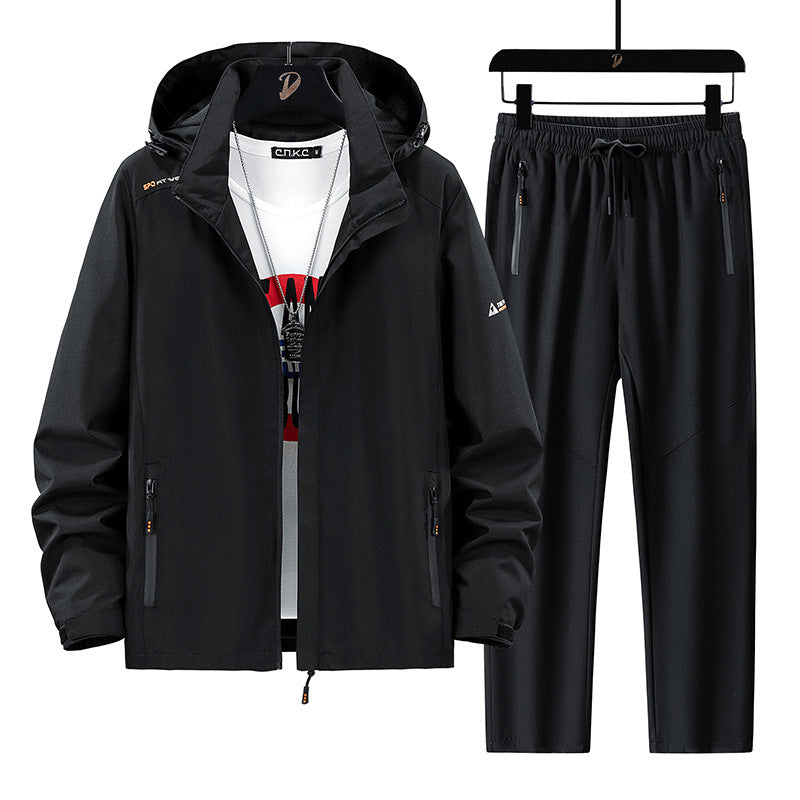 Herren Tragbare Outdoor-Jacke mit sportlichen Jogginghosen Nord Taschen