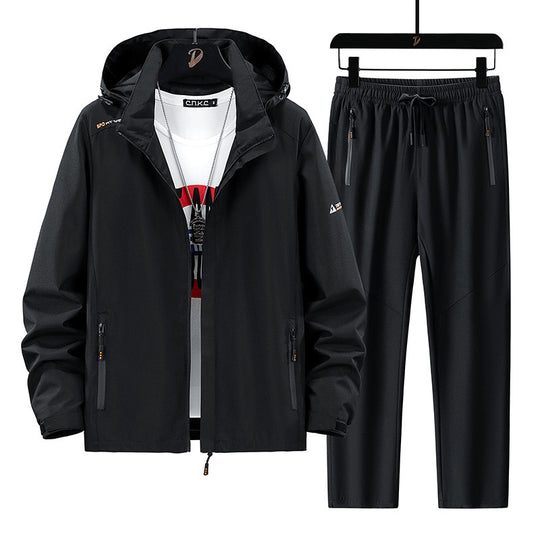Herren Tragbare Outdoor-Jacke mit sportlichen Jogginghosen Nord Taschen