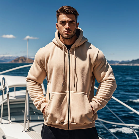 Herren Kapuzen-Sweatjacke mit durchgehendem Reißverschluss, Kängurutasche und verstellbarer Kapuze Nord Taschen