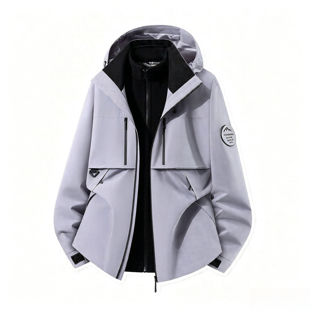 Herren dreilagige Softshell-Outdoorjacke mit herausnehmbarem Fleecefutter und Kapuze Nord Taschen
