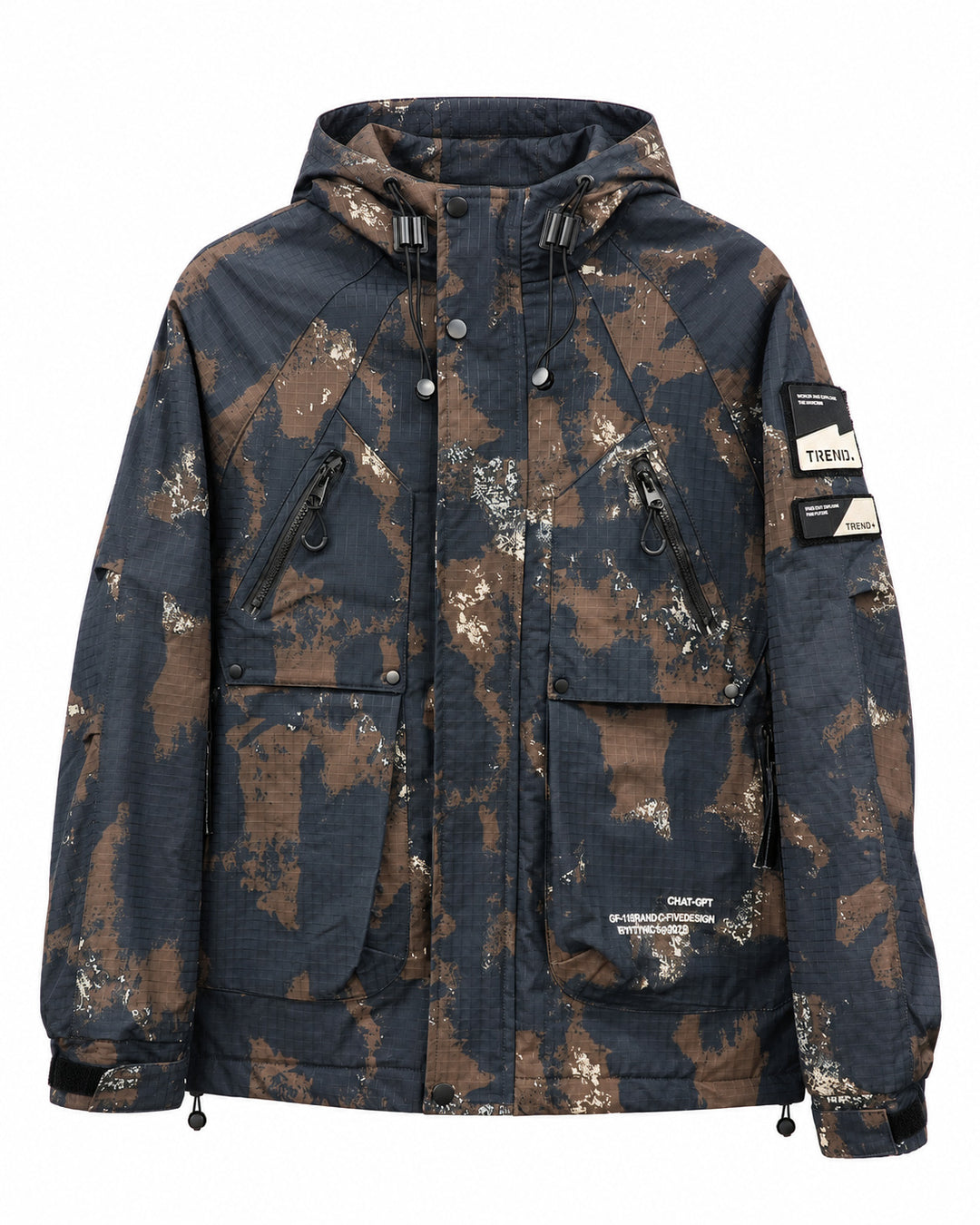 Herren Technischer Camouflage-Parka mit Kapuze und Ripstop-Außenmaterial Nord Taschen