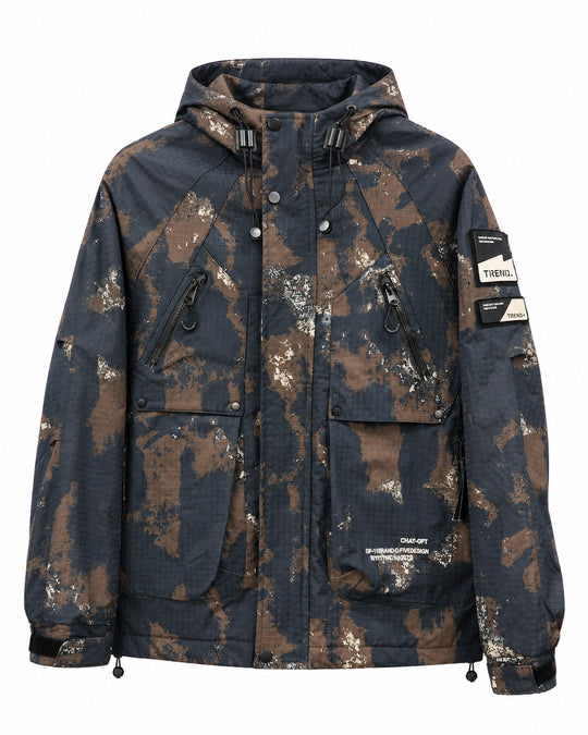 Herren Technischer Camouflage-Parka mit Kapuze und Ripstop-Außenmaterial Nord Taschen