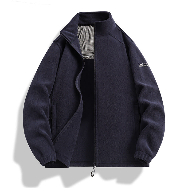 Herren Fleecejacke mit Stehkragen, Windabweisender Microfleece und Reißverschlusstaschen Nord Taschen