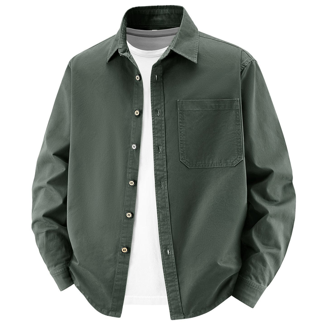 Herren lockere Overshirt-Jacke aus Baumwollmix mit Brusttasche und durchgehender Knopfleiste Nord Taschen