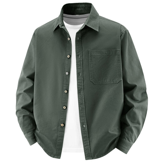 Herren lockere Overshirt-Jacke aus Baumwollmix mit Brusttasche und durchgehender Knopfleiste Nord Taschen