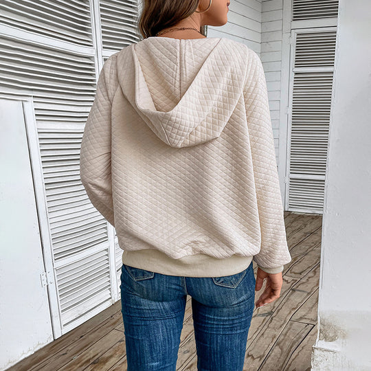 Damen Stepp-Hoodie mit halbem Reißverschluss, Kängurutasche und gesteppter Struktur Nord Taschen