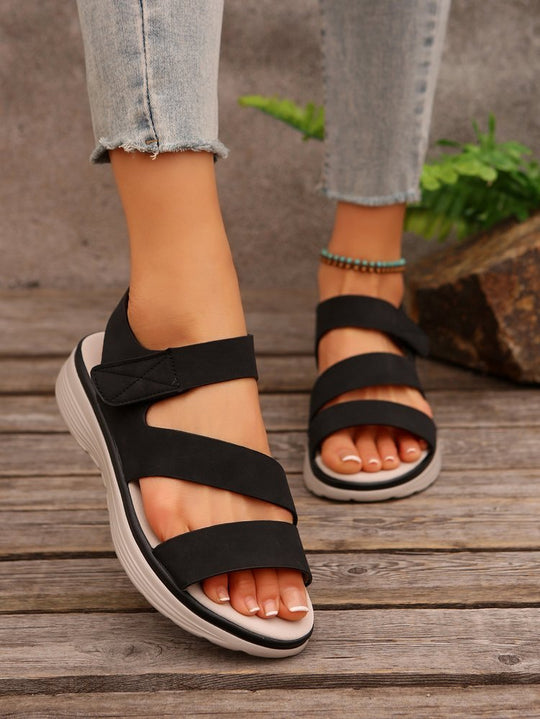 Damen Komfortable Leder-Sandalen mit breiten Riemen und anatomischem Fußbett Nord Taschen