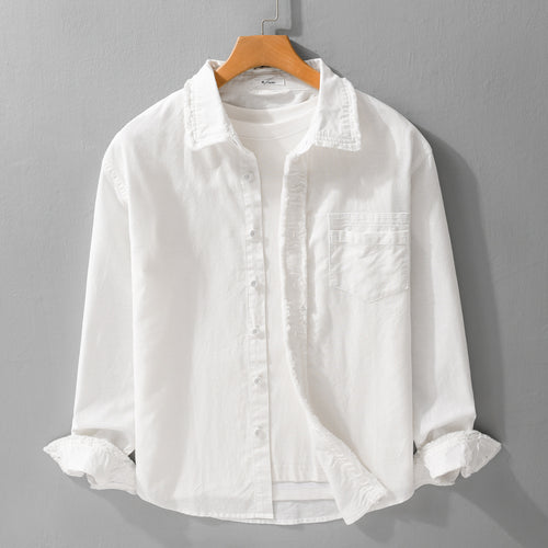 Herren Fransen-Overshirt aus Baumwollmix mit Brusttasche und Knopfleiste Nord Taschen