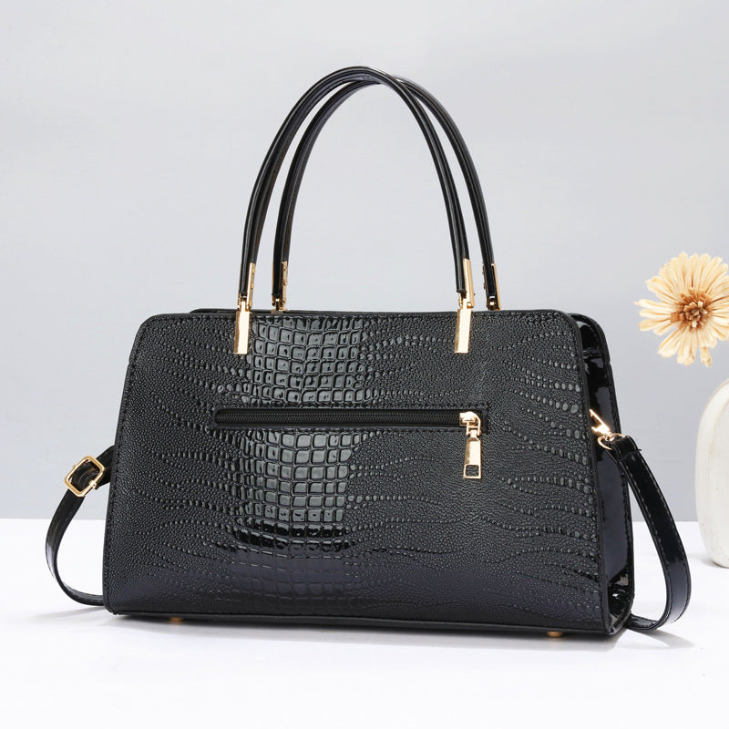 Damen elegante Handtasche mit Krokodilleder-Optik und abnehmbaren Tragegurt Nord Taschen