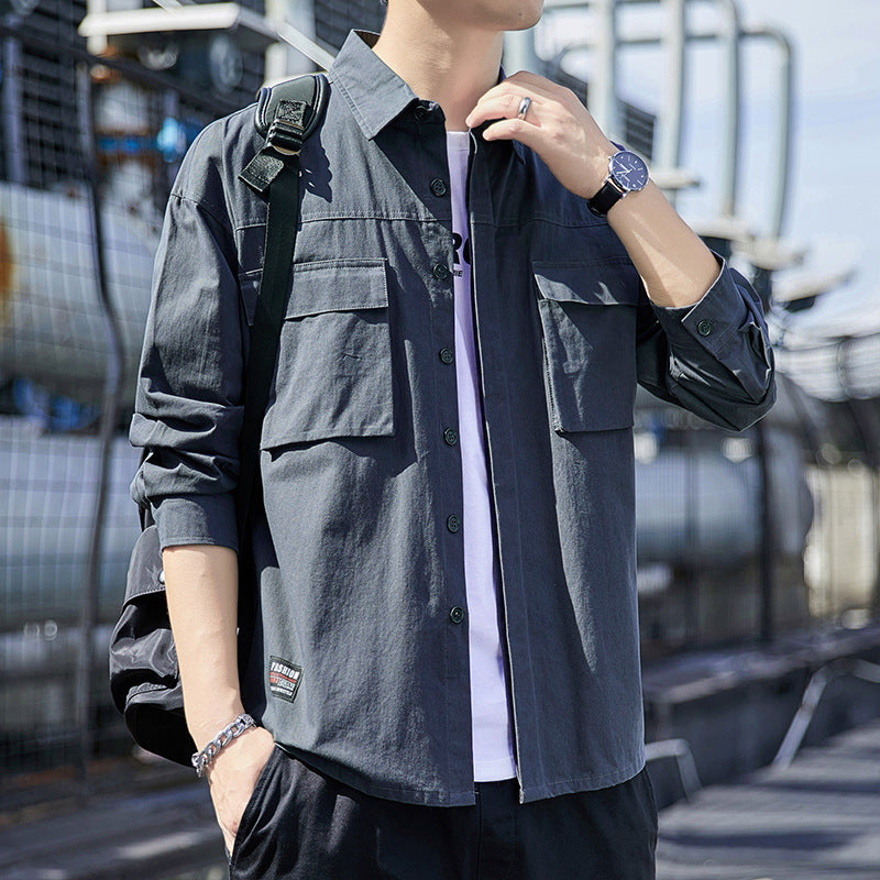 Herren Overshirt-Fieldjacke mit Utility-Brustklappen und lockerem Schnitt Nord Taschen