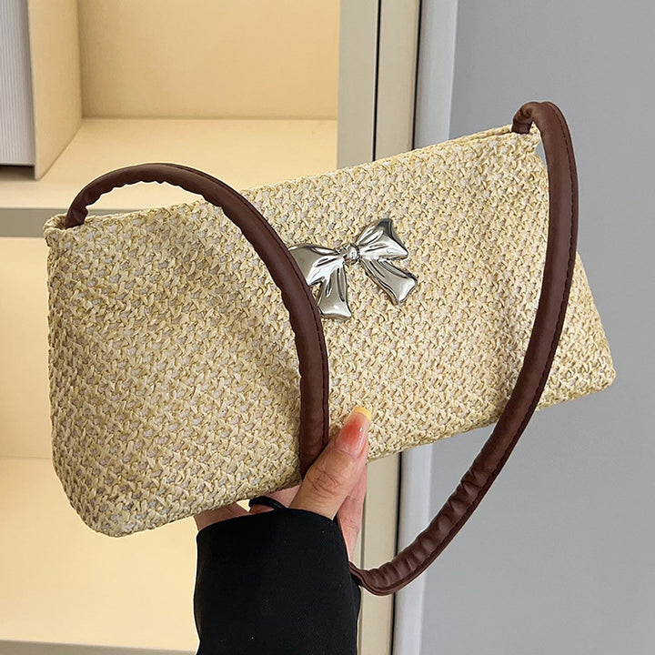 Damen Handtasche mit modischem Strukturdesign und dekorativem Schleifenakzent Nord Taschen