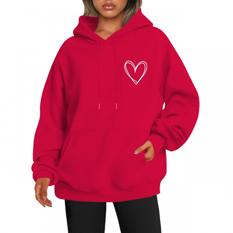 Kapuzenpullover Herzdruck Damen